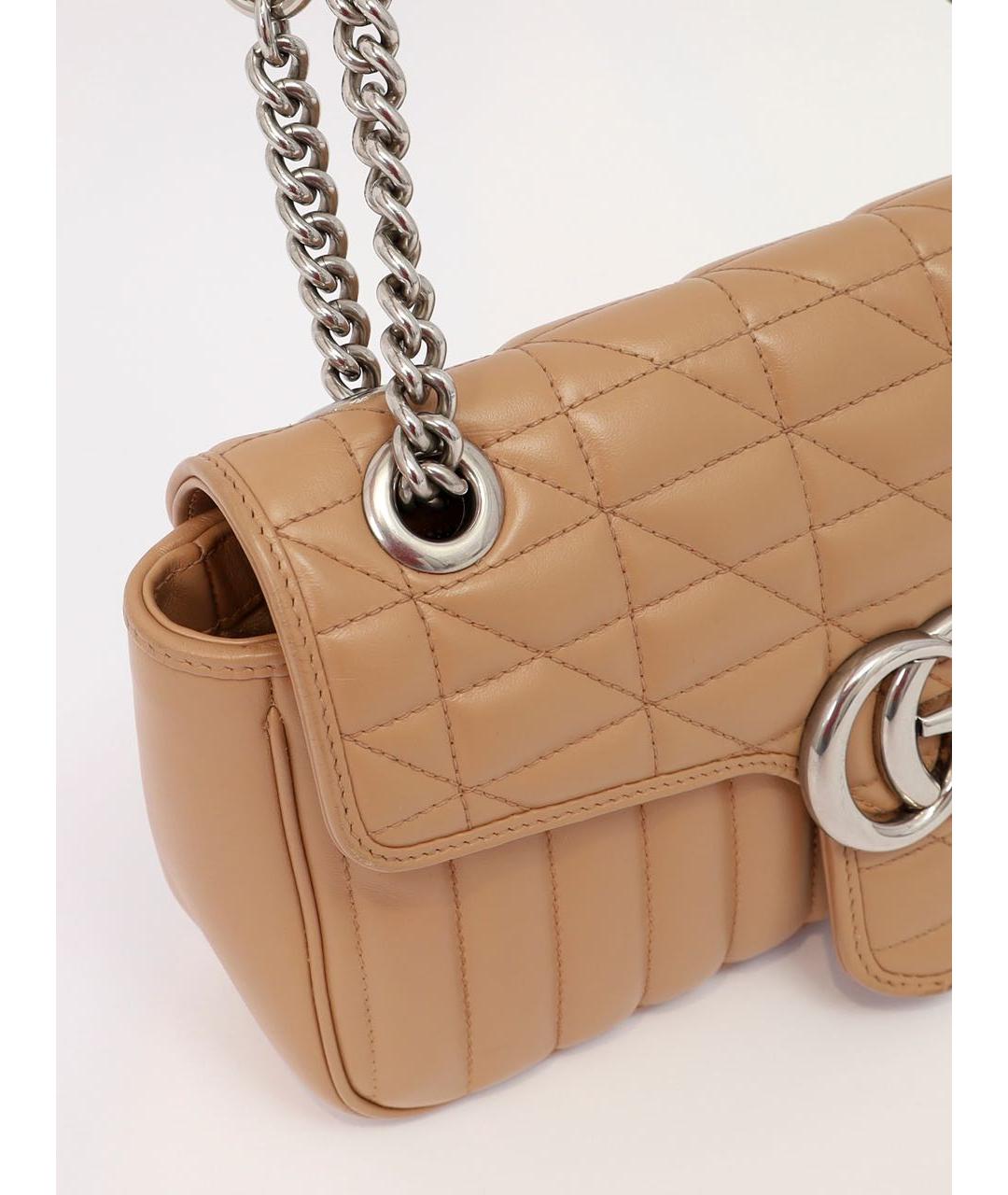 GUCCI Бежевая кожаная сумка через плечо, фото 5