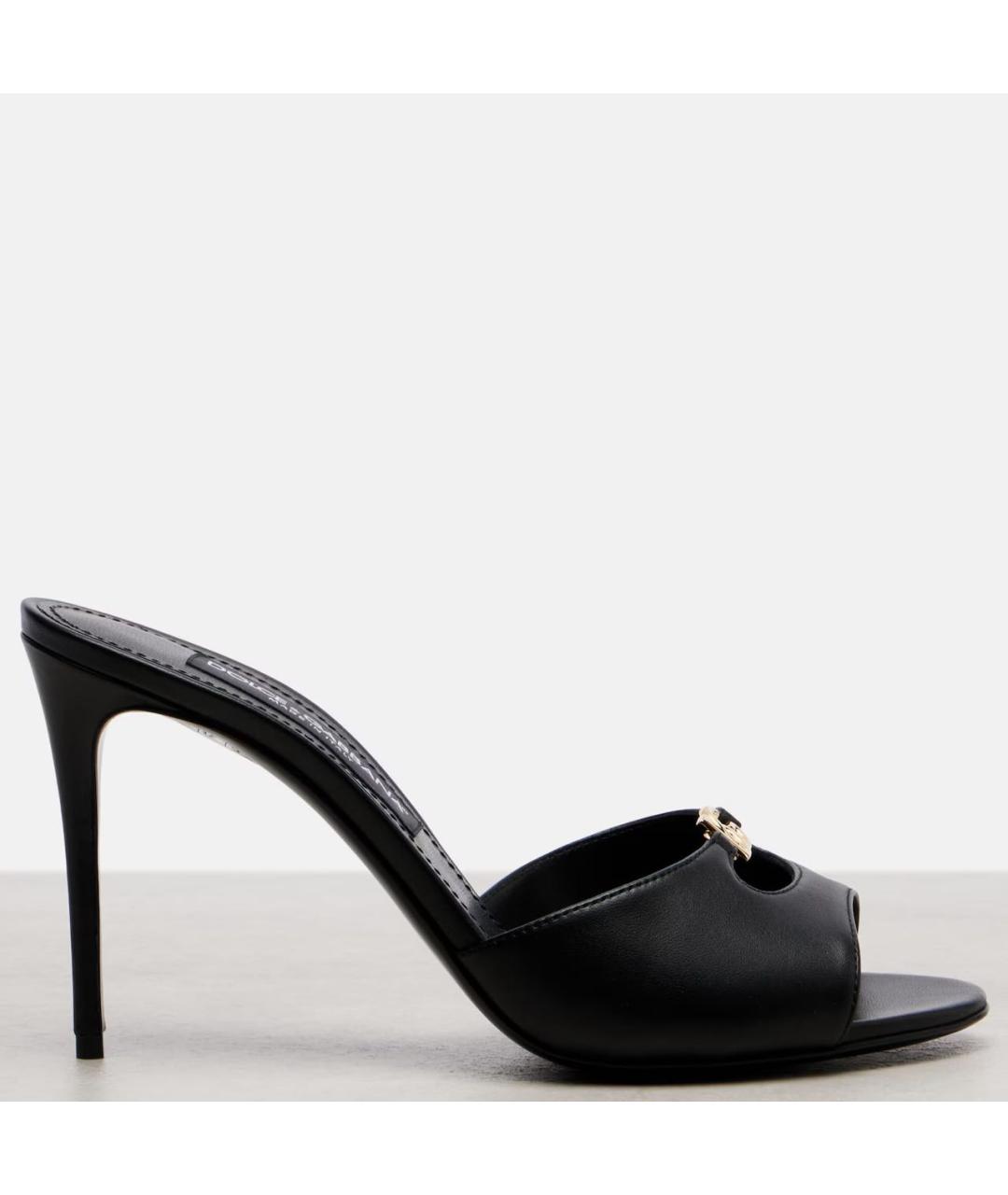 DOLCE&GABBANA Черные кожаные мюли, фото 7