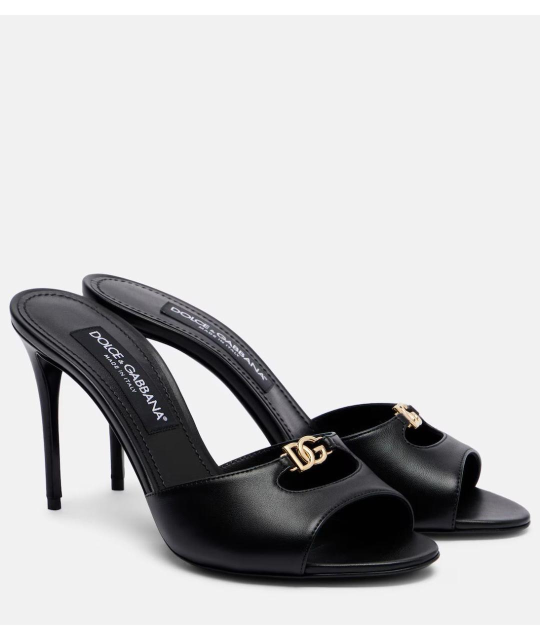 DOLCE&GABBANA Черные кожаные мюли, фото 6