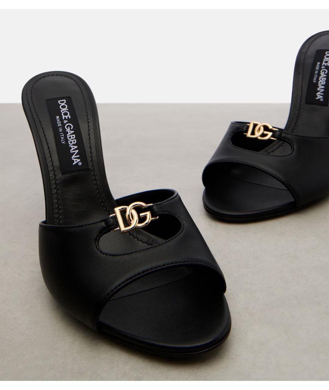 DOLCE&GABBANA Черные кожаные мюли, фото 3