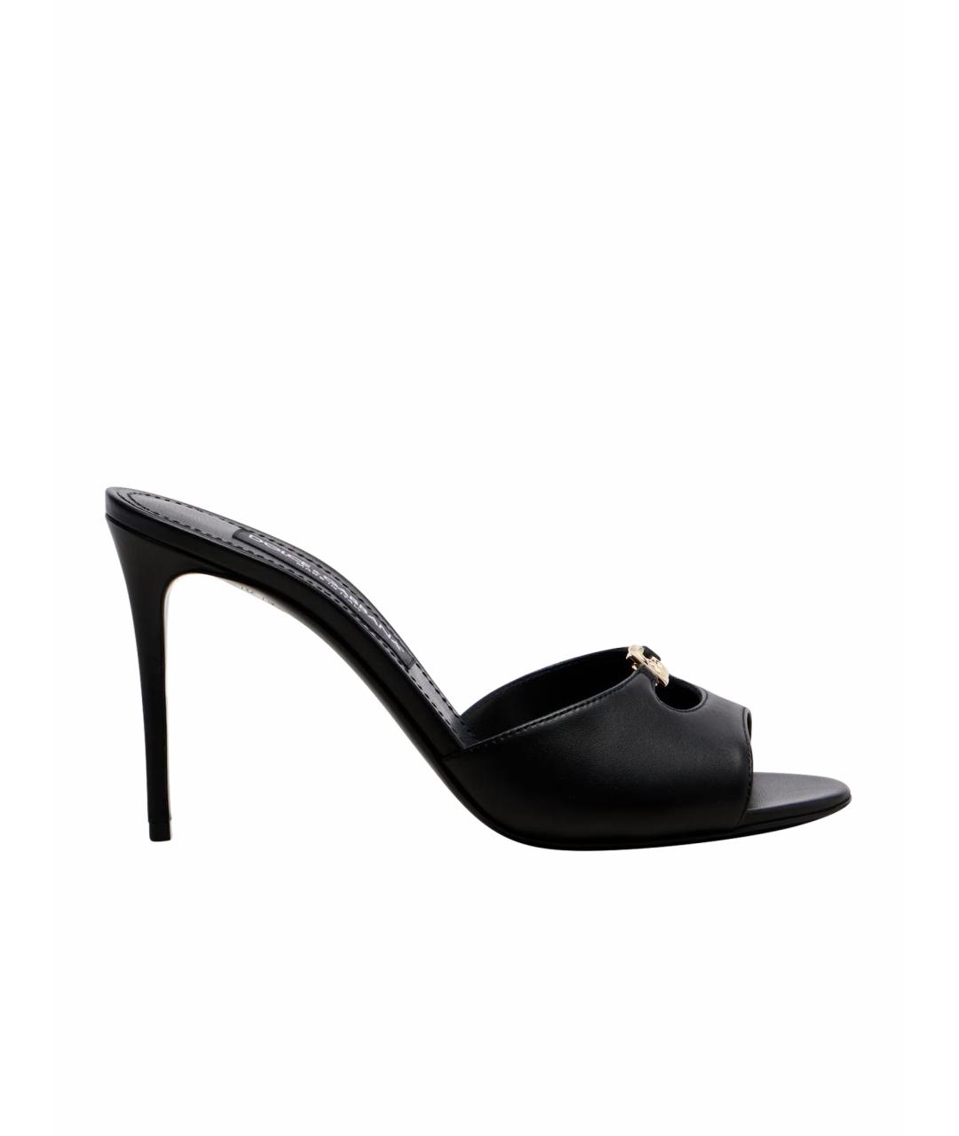 DOLCE&GABBANA Черные кожаные мюли, фото 1