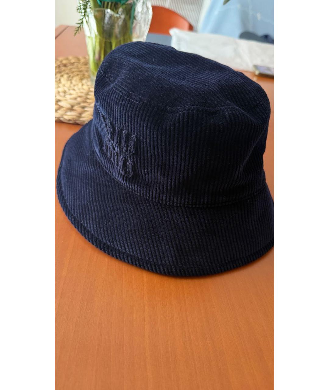 MIU MIU Темно-синяя хлопковая шляпа, фото 4
