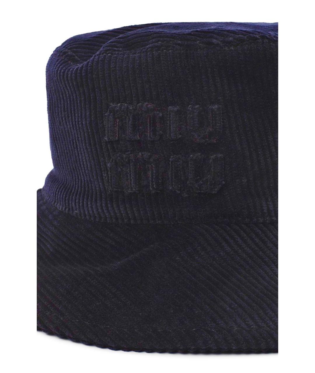 MIU MIU Темно-синяя хлопковая шляпа, фото 2