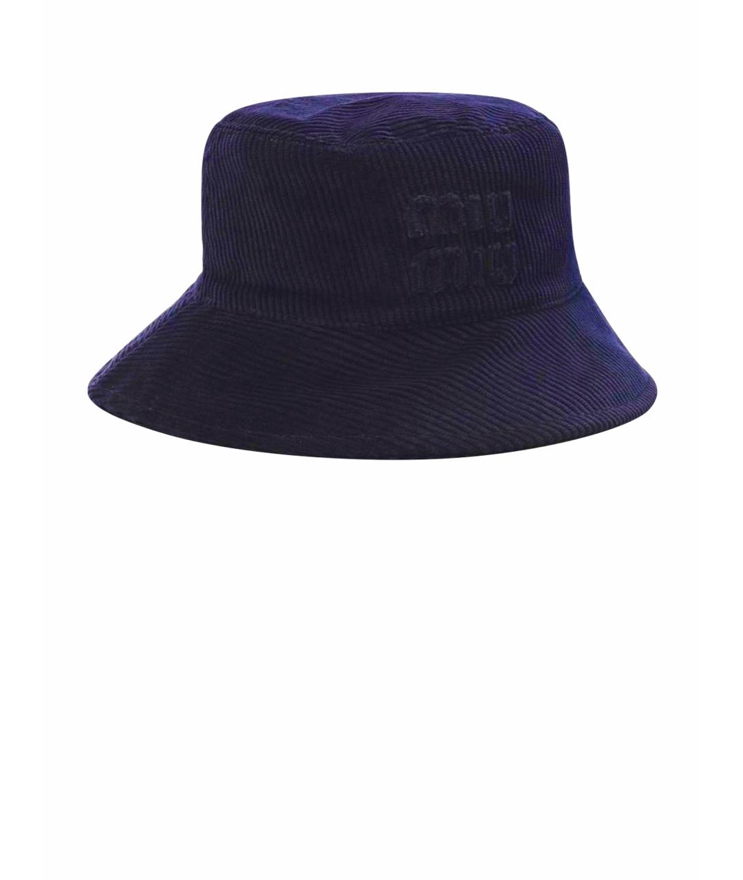 MIU MIU Темно-синяя хлопковая шляпа, фото 1