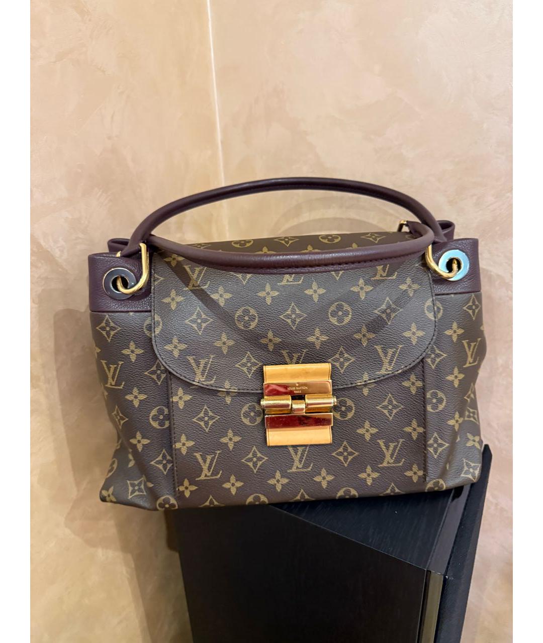 LOUIS VUITTON Коричневая кожаная сумка с короткими ручками, фото 6