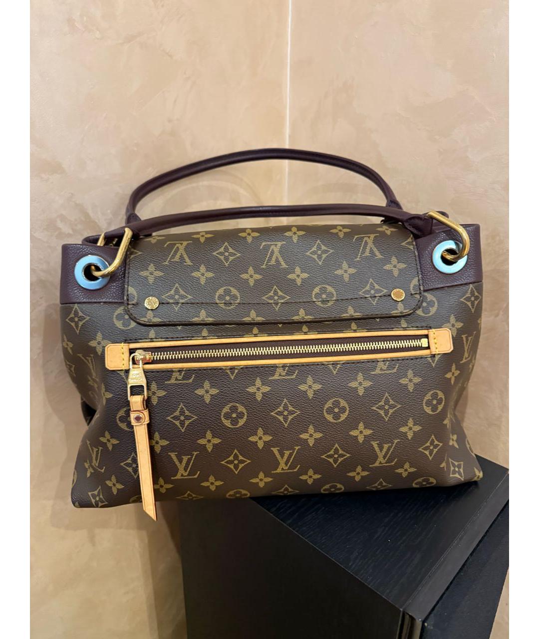 LOUIS VUITTON Коричневая кожаная сумка с короткими ручками, фото 4