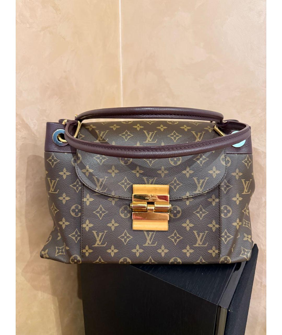 LOUIS VUITTON Коричневая кожаная сумка с короткими ручками, фото 9