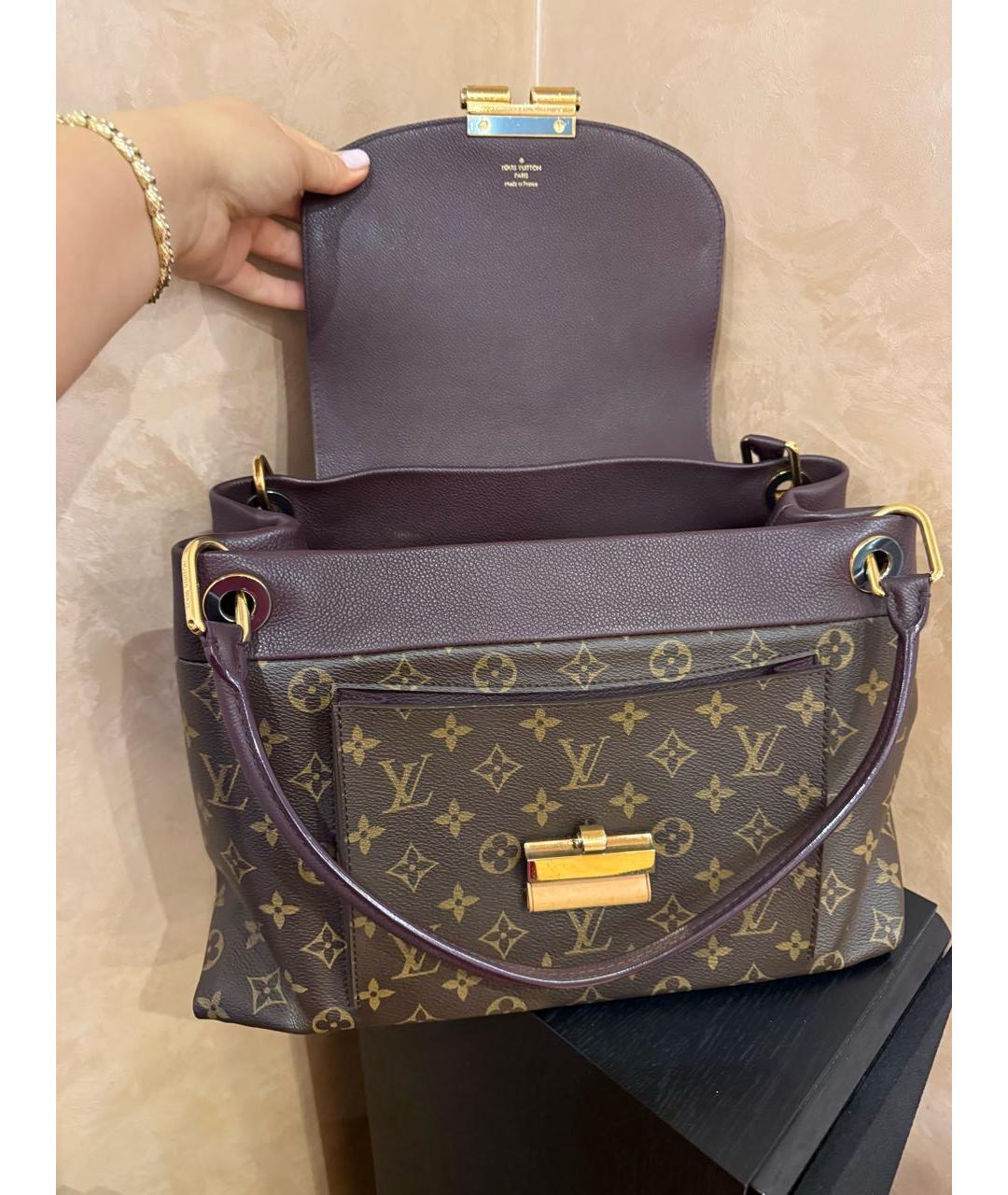 LOUIS VUITTON Коричневая кожаная сумка с короткими ручками, фото 2