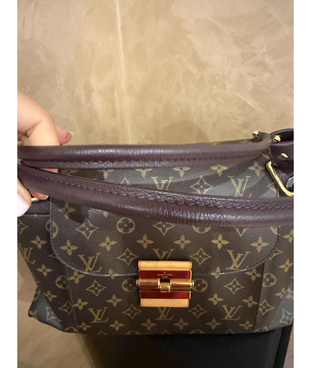 LOUIS VUITTON Коричневая кожаная сумка с короткими ручками, фото 7