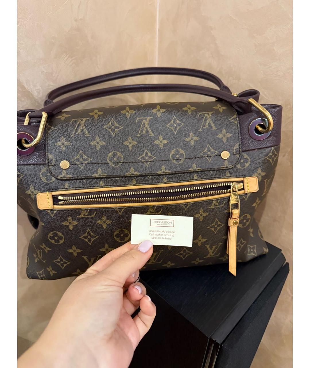 LOUIS VUITTON Коричневая кожаная сумка с короткими ручками, фото 3