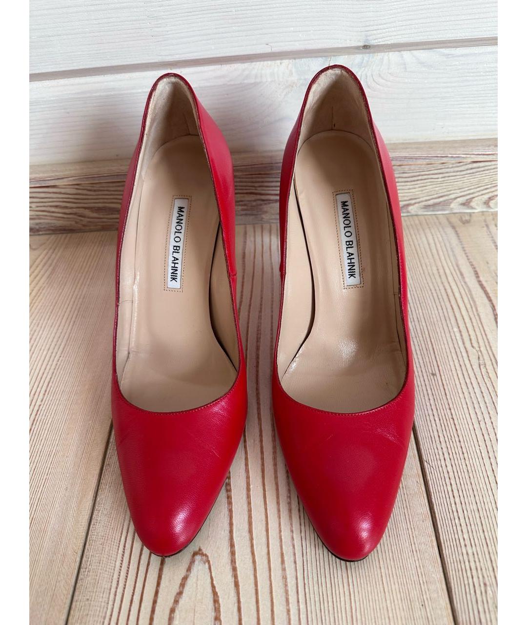 MANOLO BLAHNIK Красные кожаные туфли, фото 2