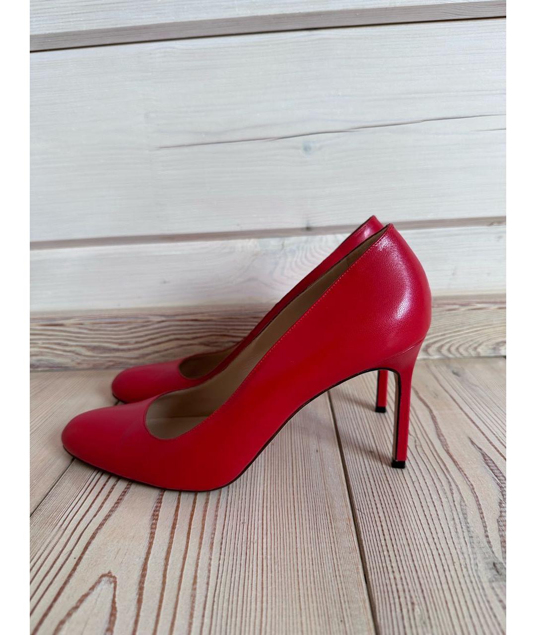 MANOLO BLAHNIK Красные кожаные туфли, фото 5