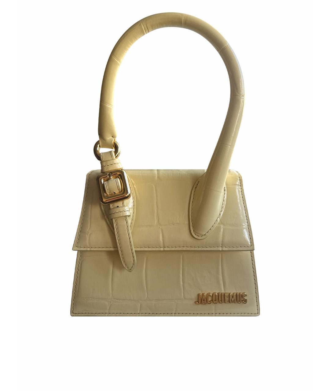 JACQUEMUS Желтая кожаная сумка с короткими ручками, фото 1