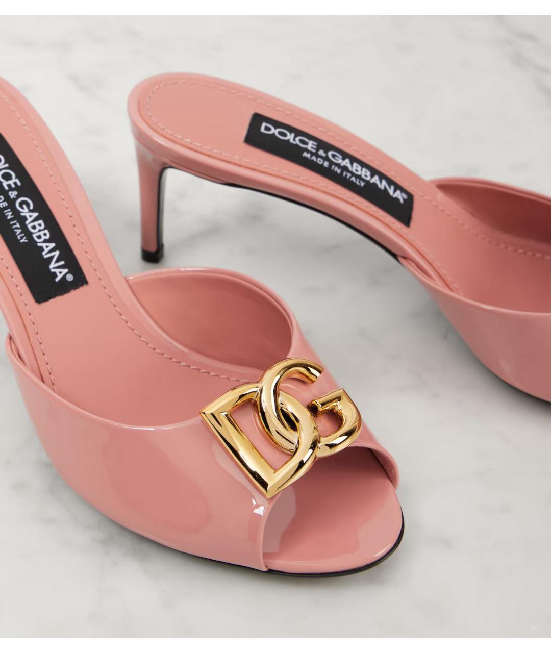 DOLCE&GABBANA Розовые кожаные мюли, фото 5