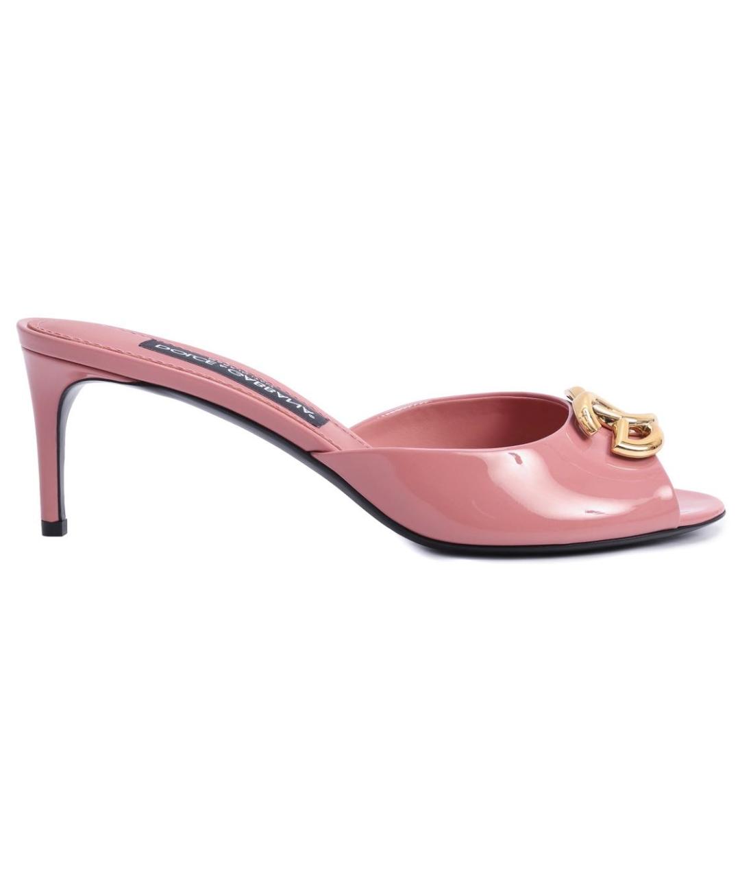 DOLCE&GABBANA Розовые кожаные мюли, фото 1