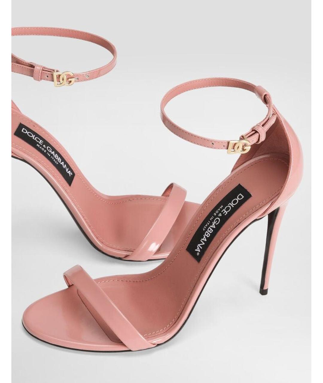 DOLCE&GABBANA Розовые кожаные босоножки, фото 4