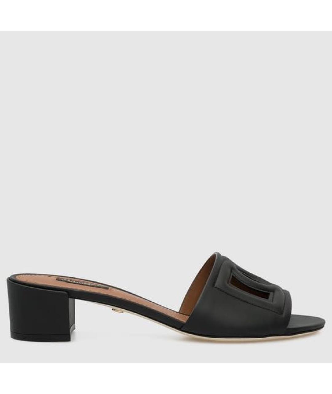 DOLCE&GABBANA Черные кожаные мюли, фото 5