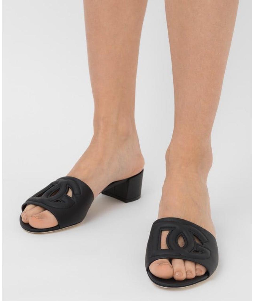 DOLCE&GABBANA Черные кожаные мюли, фото 3