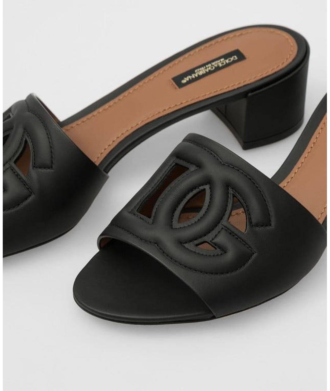 DOLCE&GABBANA Черные кожаные мюли, фото 4