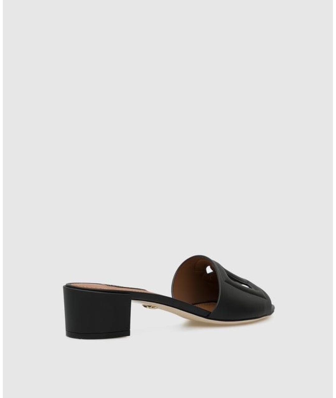DOLCE&GABBANA Черные кожаные мюли, фото 2