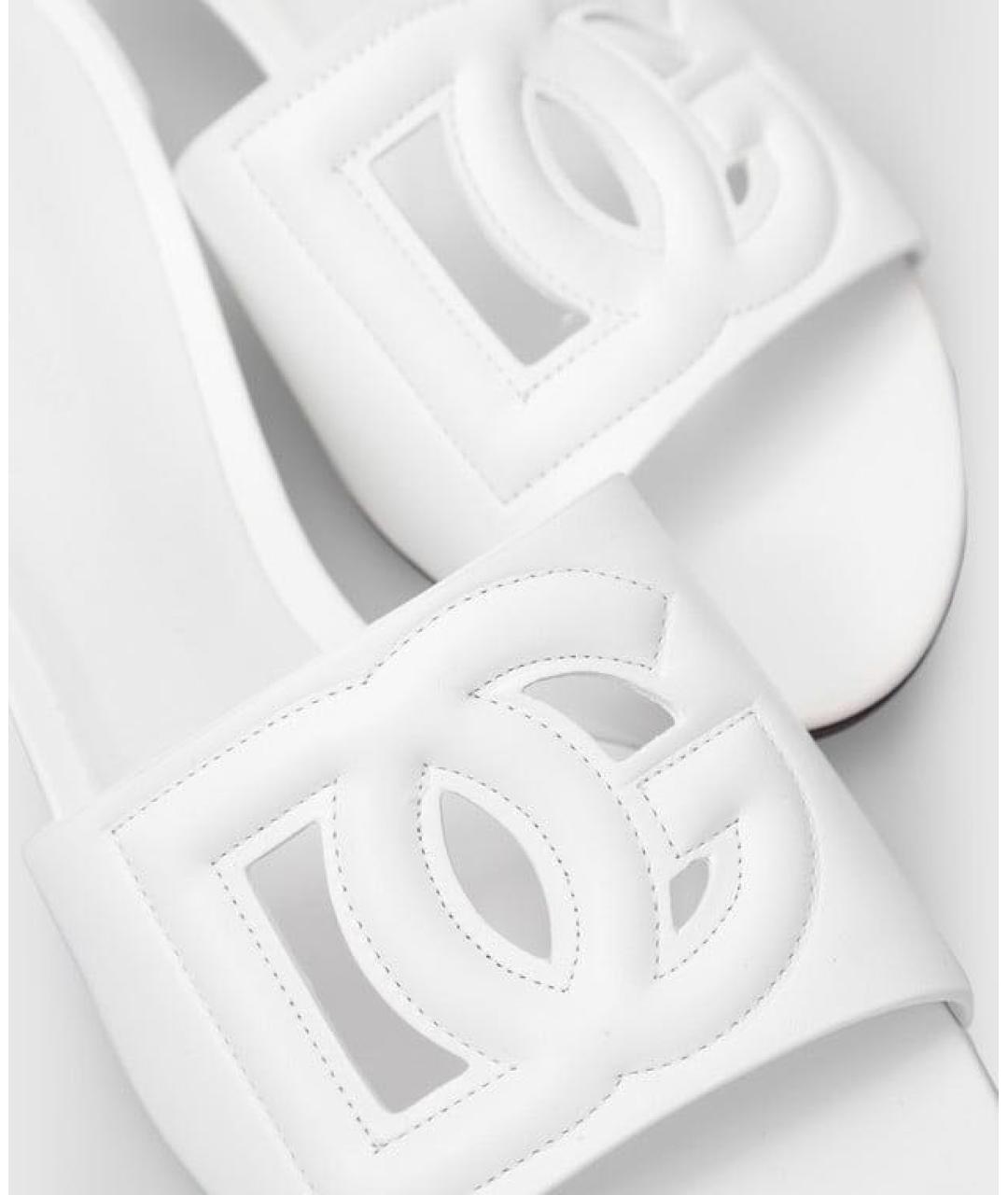 DOLCE&GABBANA Белые кожаные мюли, фото 4