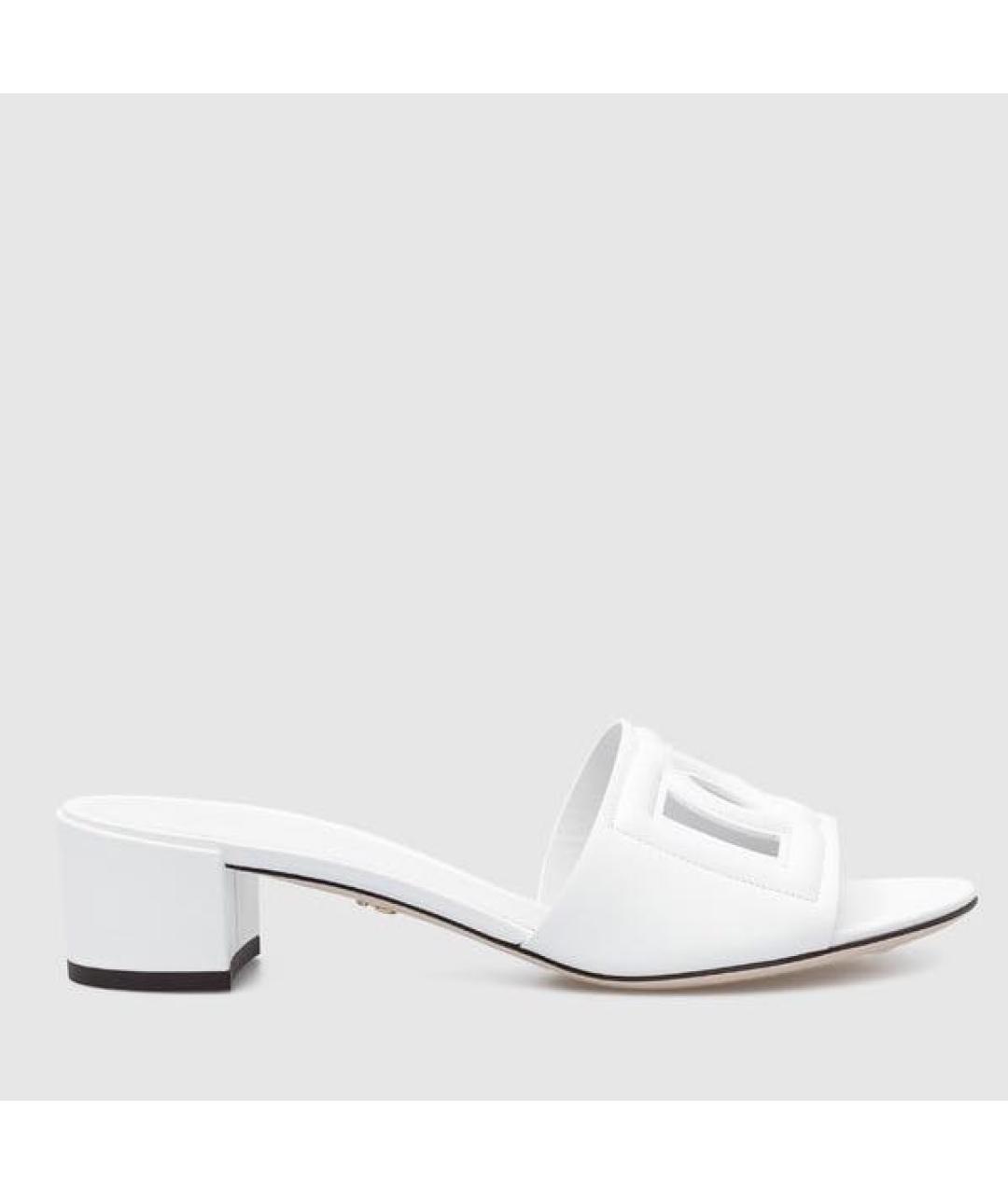 DOLCE&GABBANA Белые кожаные мюли, фото 5