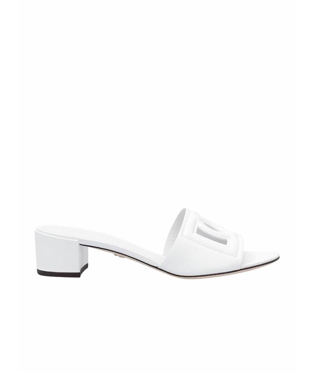 DOLCE&GABBANA Белые кожаные мюли, фото 1