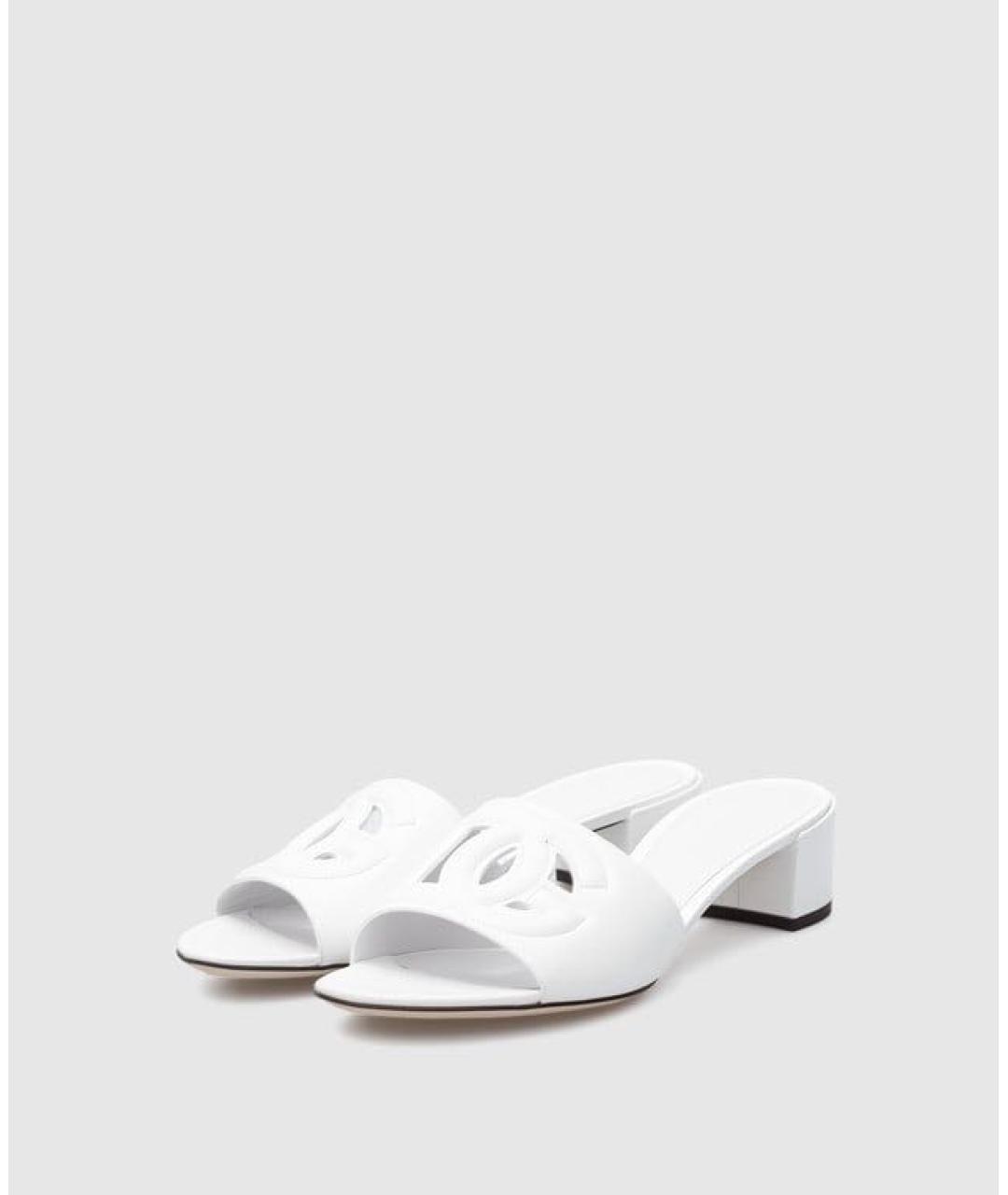 DOLCE&GABBANA Белые кожаные мюли, фото 3