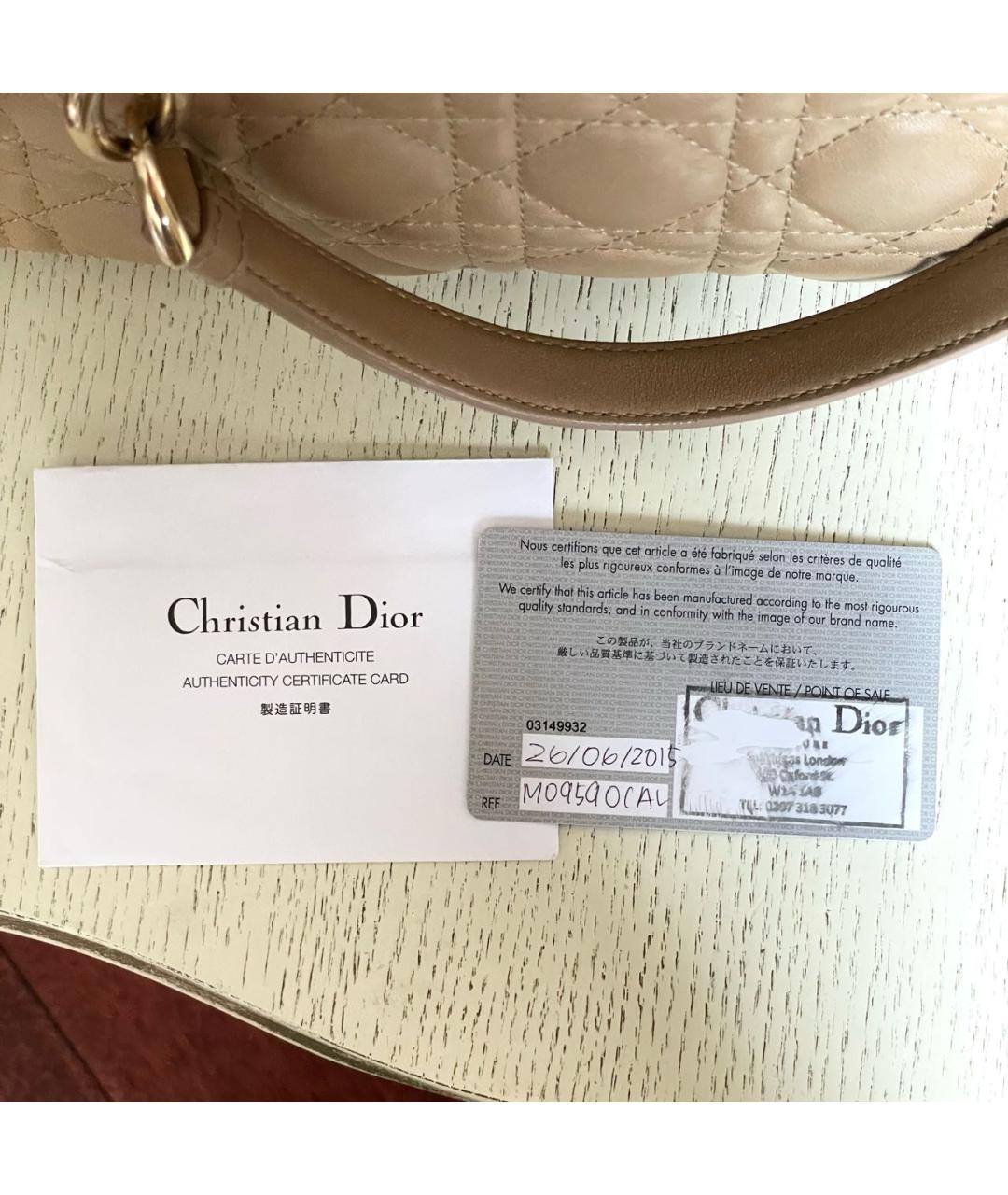 CHRISTIAN DIOR Бежевая кожаная сумка тоут, фото 6