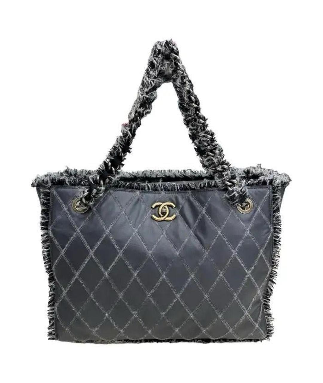 CHANEL Серая кожаная сумка тоут, фото 9