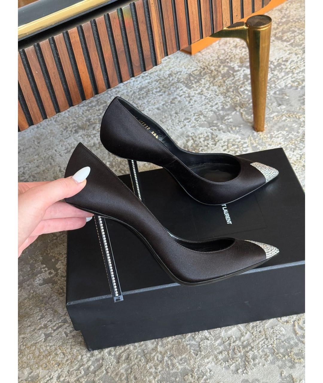 SAINT LAURENT Черные текстильные туфли, фото 5