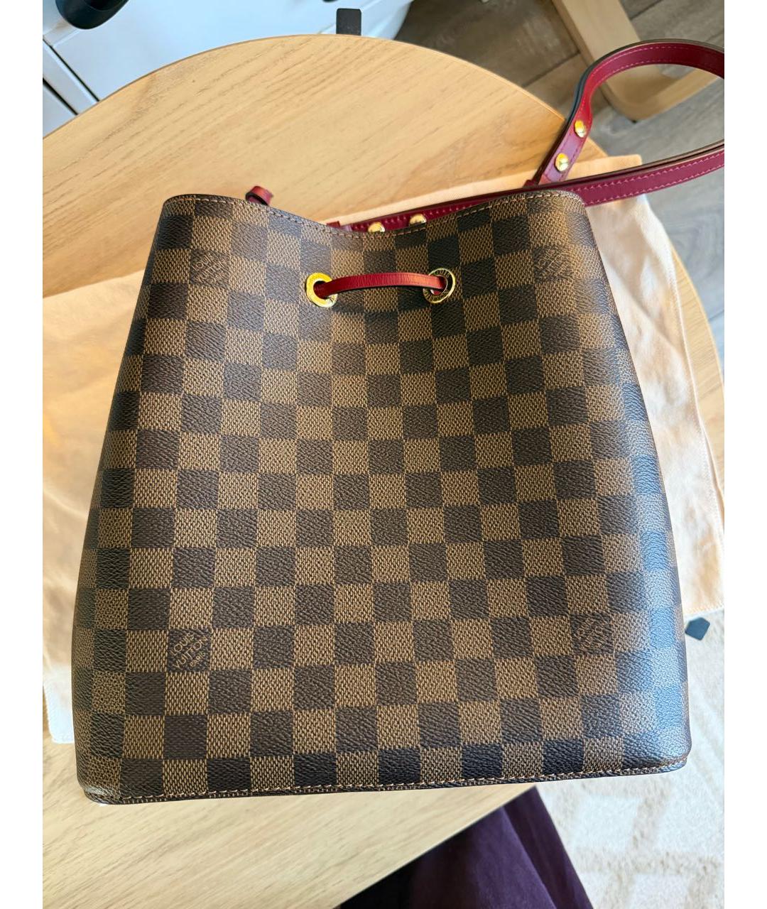 LOUIS VUITTON Коричневая кожаная сумка тоут, фото 3