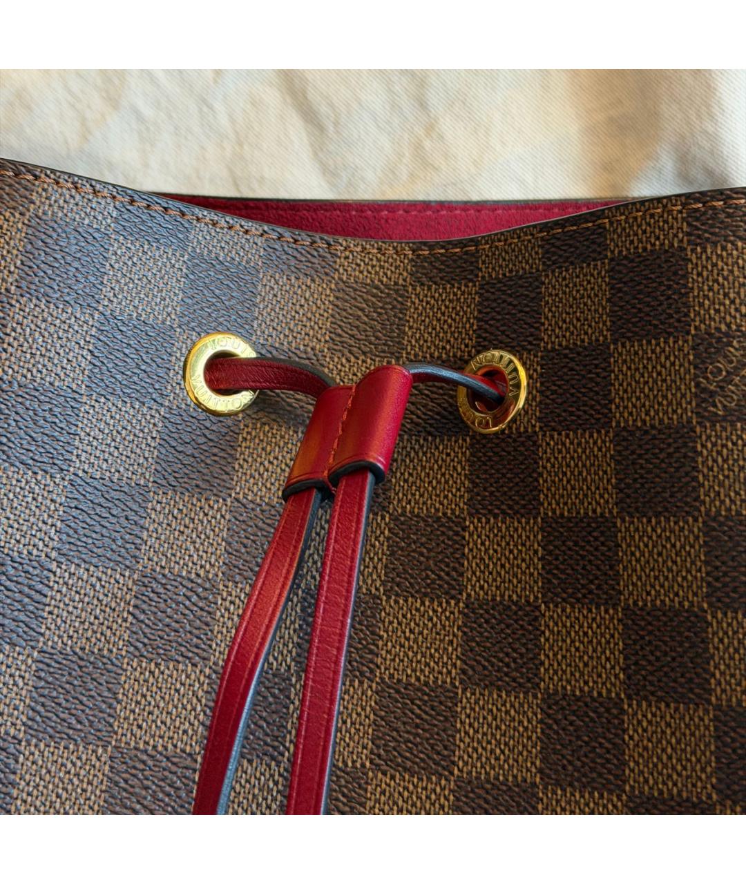 LOUIS VUITTON Коричневая кожаная сумка тоут, фото 7