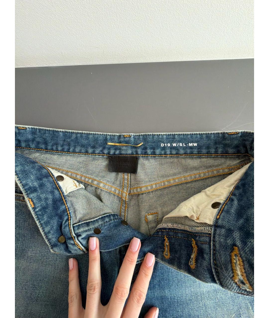 SAINT LAURENT Синие хлопковые джинсы слим, фото 3
