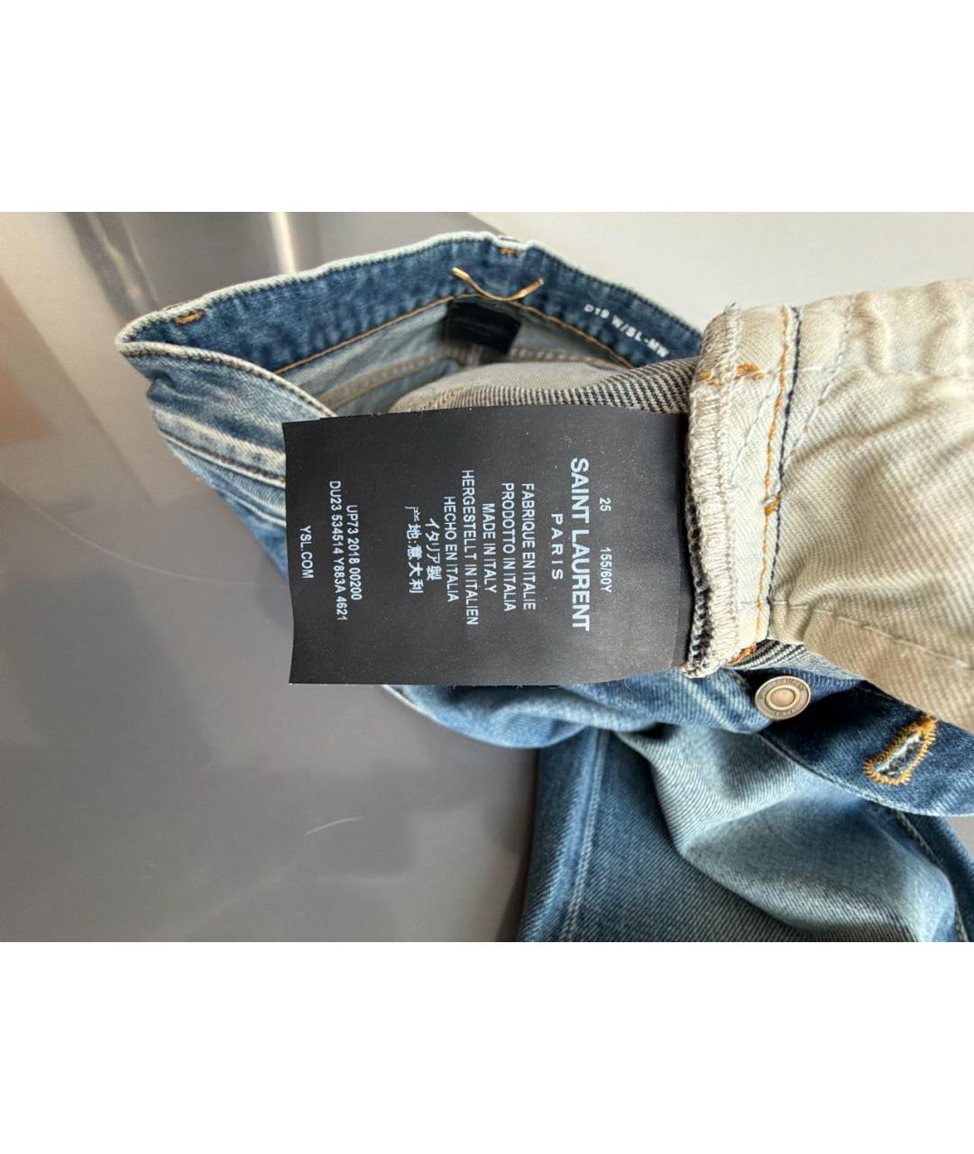 SAINT LAURENT Синие хлопковые джинсы слим, фото 6