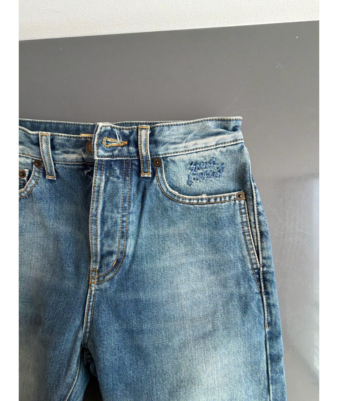 SAINT LAURENT Синие хлопковые джинсы слим, фото 4