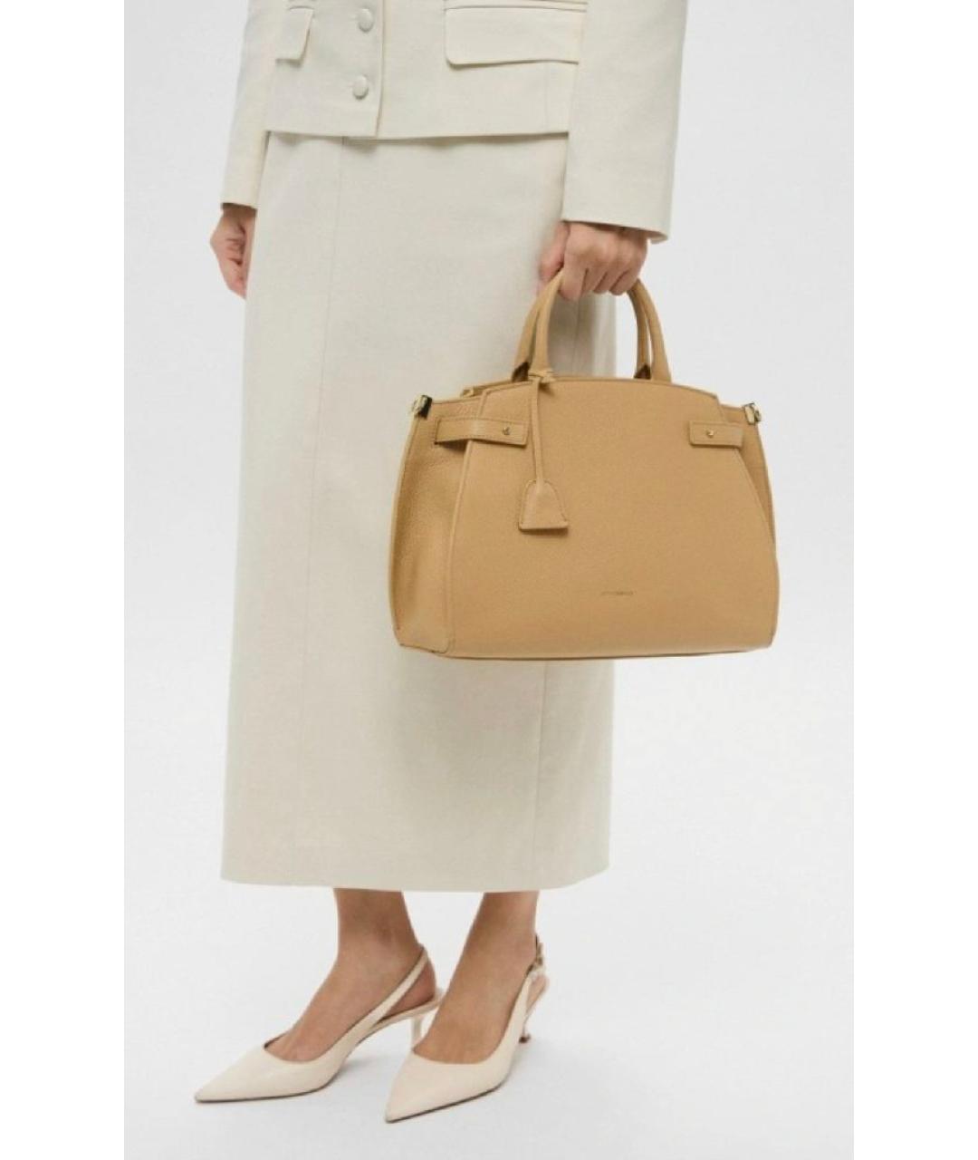 COCCINELLE Бежевая кожаная сумка тоут, фото 4