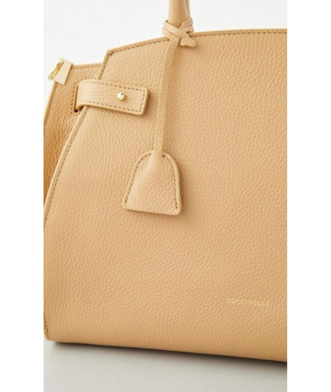 COCCINELLE Бежевая кожаная сумка тоут, фото 2