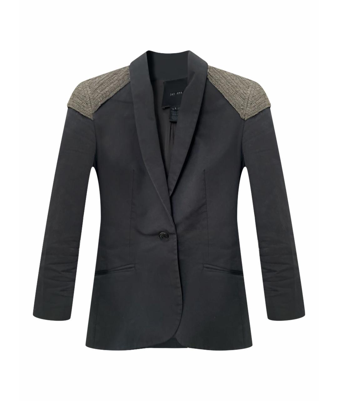 JAY AHR Серый хлопко-эластановый жакет/пиджак, фото 1