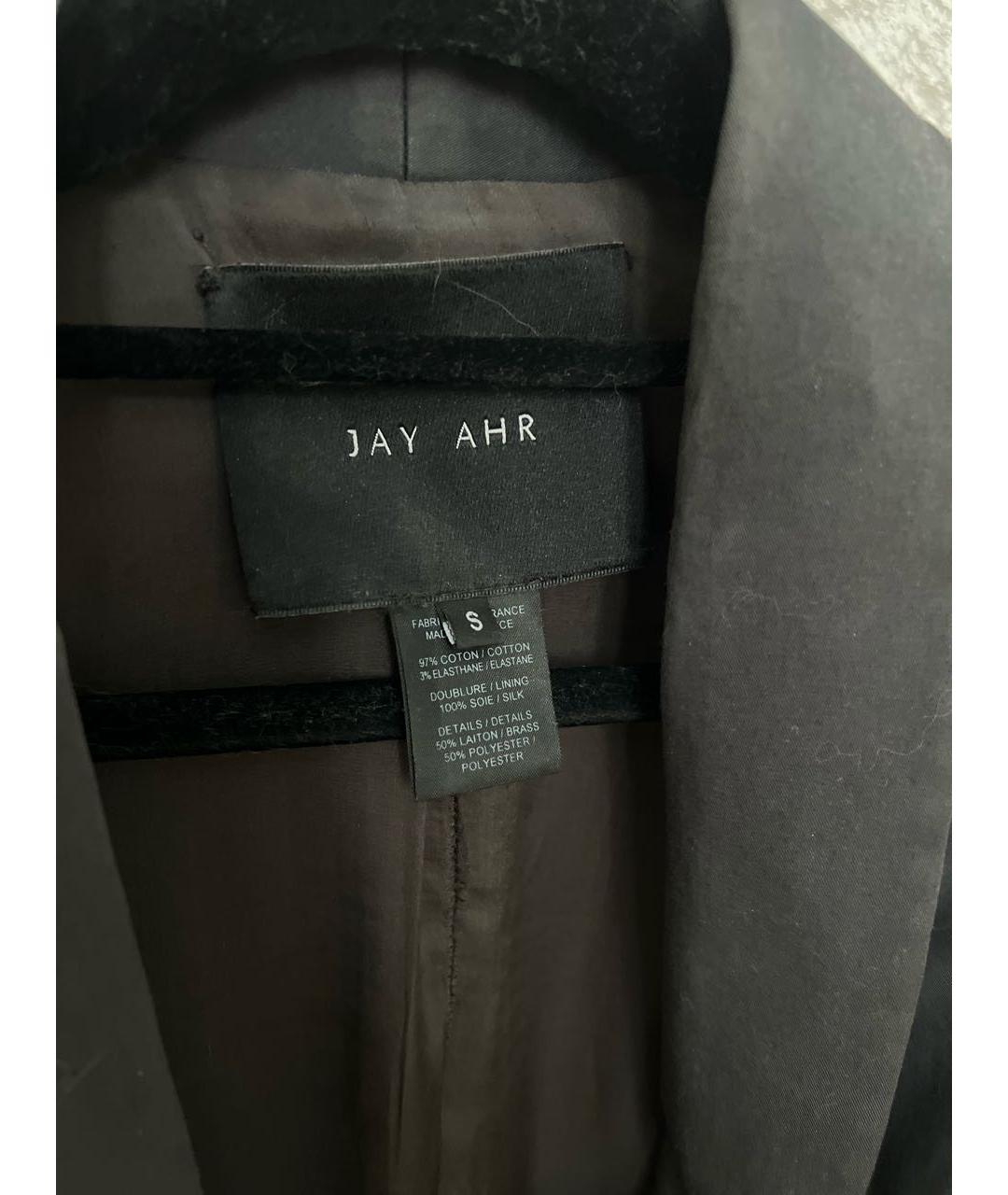 JAY AHR Серый хлопко-эластановый жакет/пиджак, фото 3