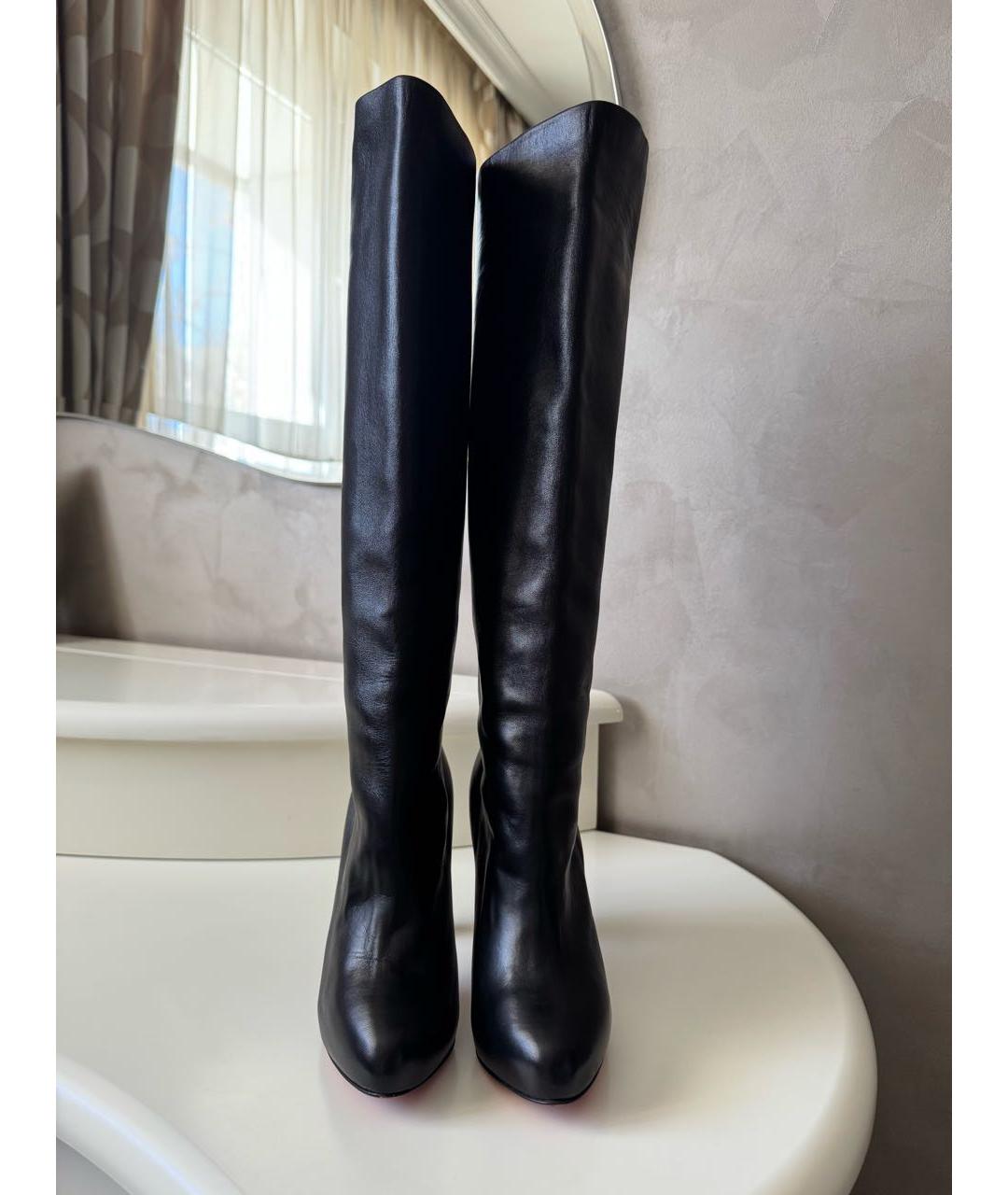 CHRISTIAN LOUBOUTIN Черные кожаные сапоги, фото 4