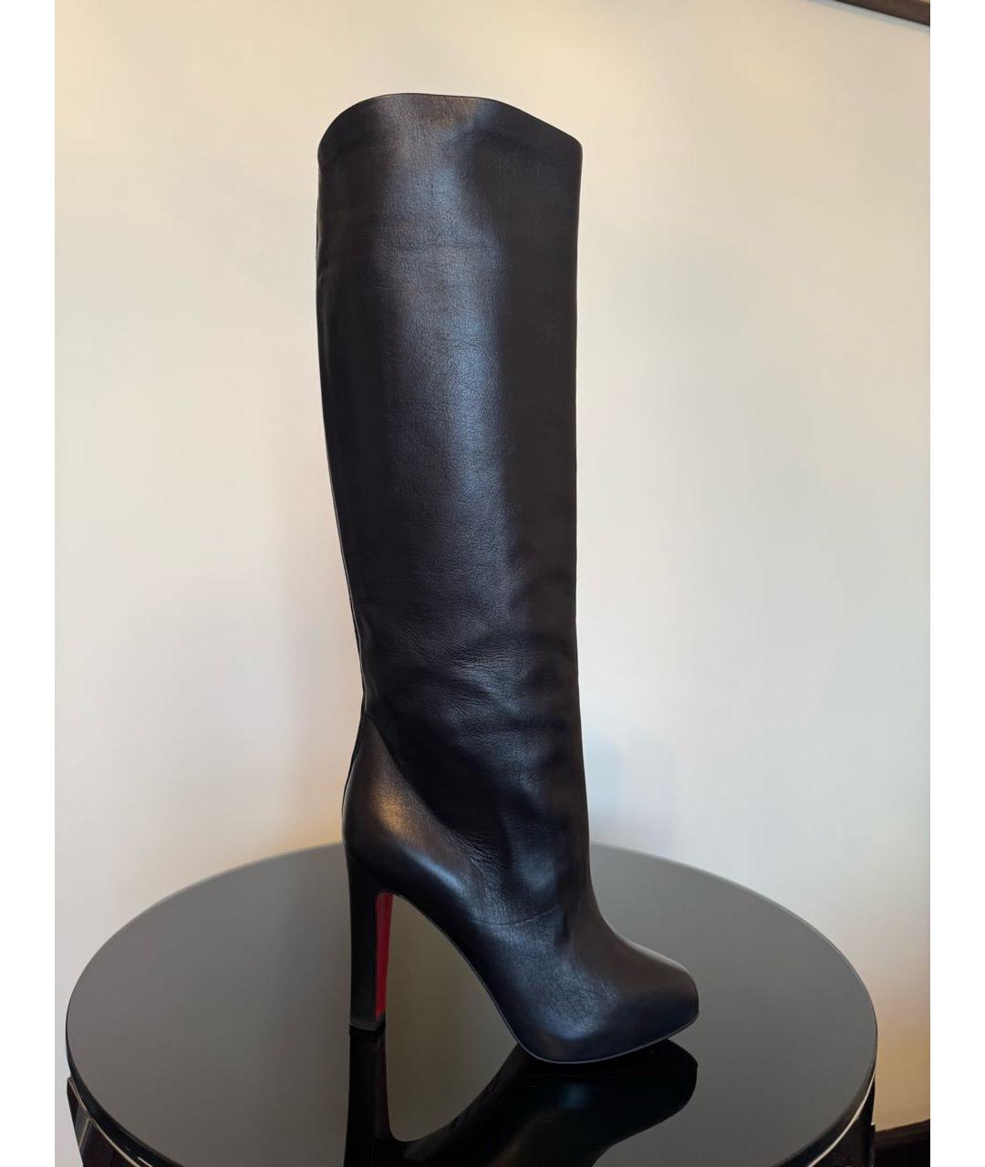 CHRISTIAN LOUBOUTIN Черные кожаные сапоги, фото 8