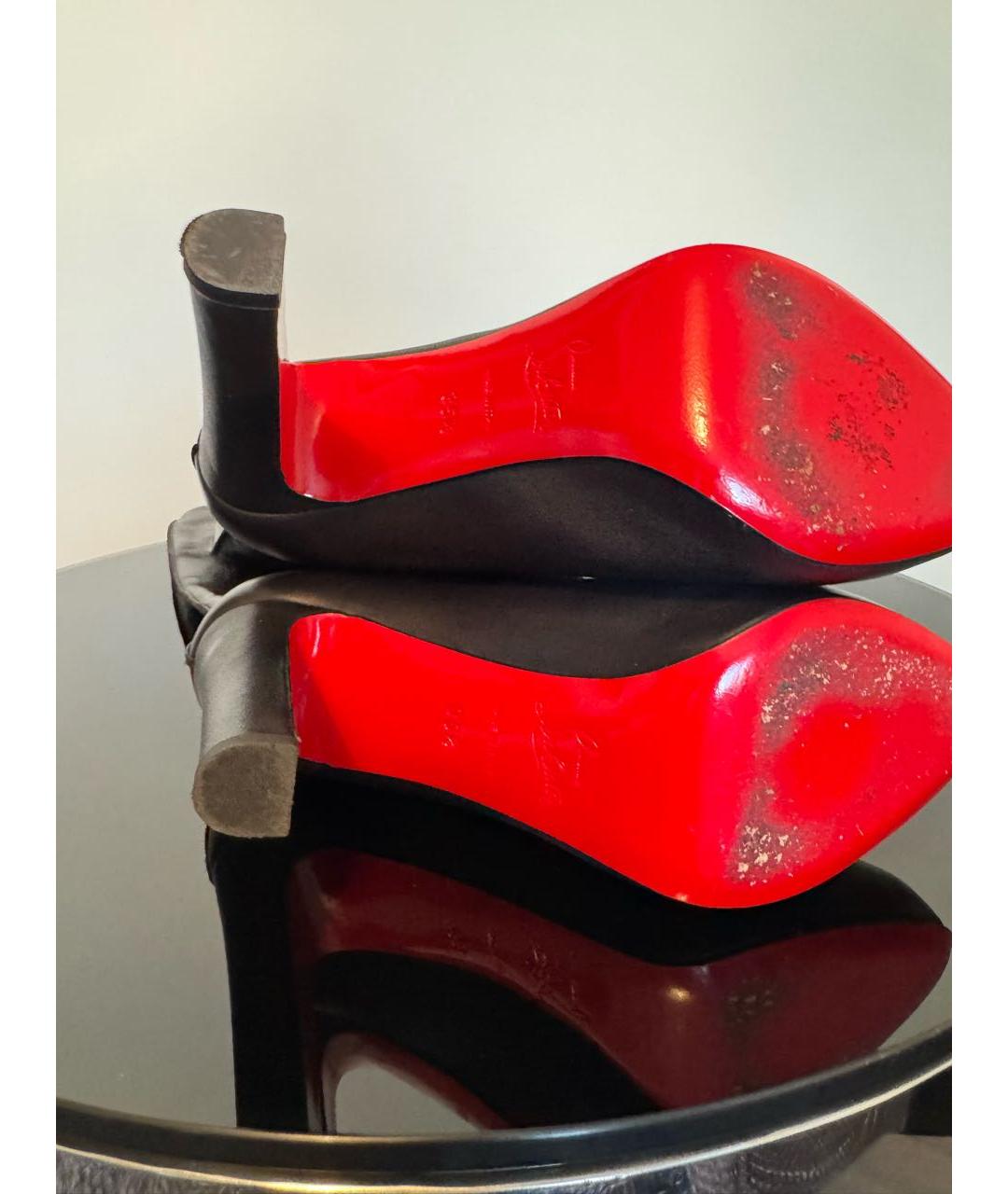 CHRISTIAN LOUBOUTIN Черные кожаные сапоги, фото 5