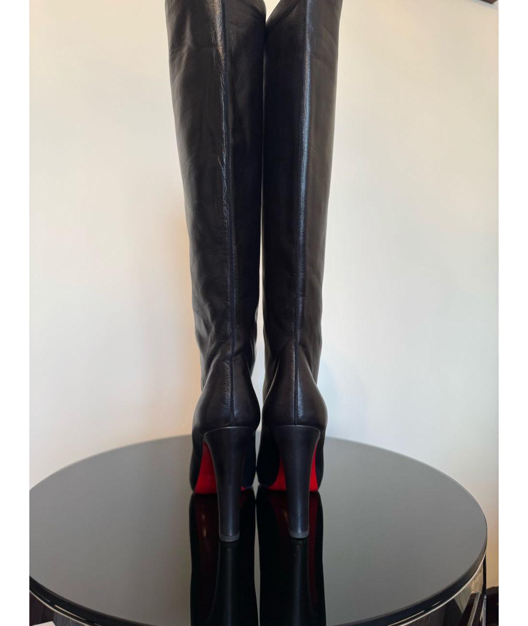 CHRISTIAN LOUBOUTIN Черные кожаные сапоги, фото 3