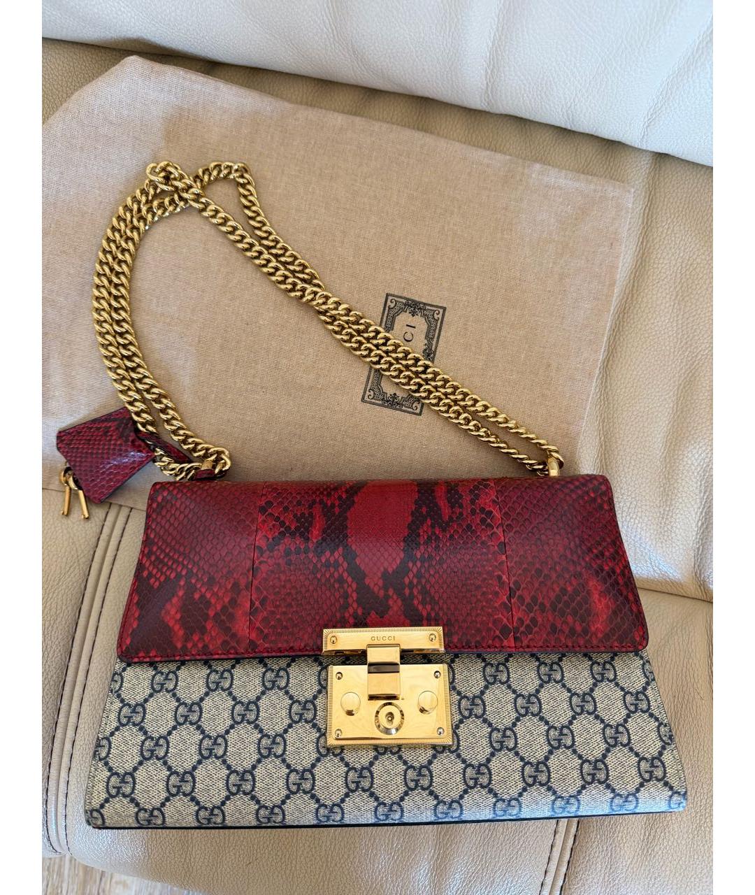 GUCCI Бордовая сумка через плечо из экзотической кожи, фото 5