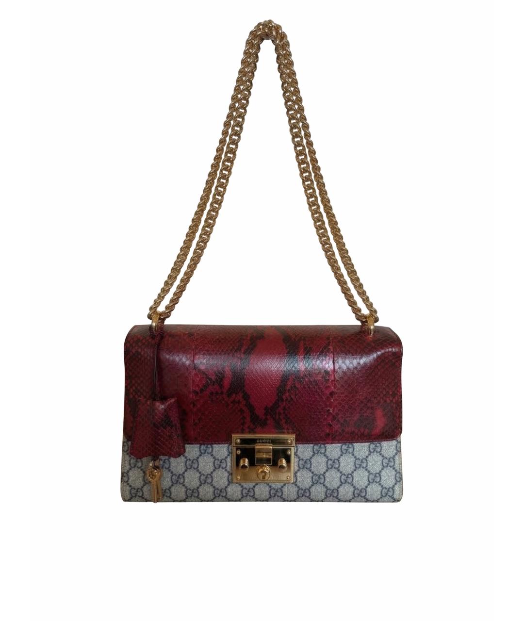 GUCCI Бордовая сумка через плечо из экзотической кожи, фото 1