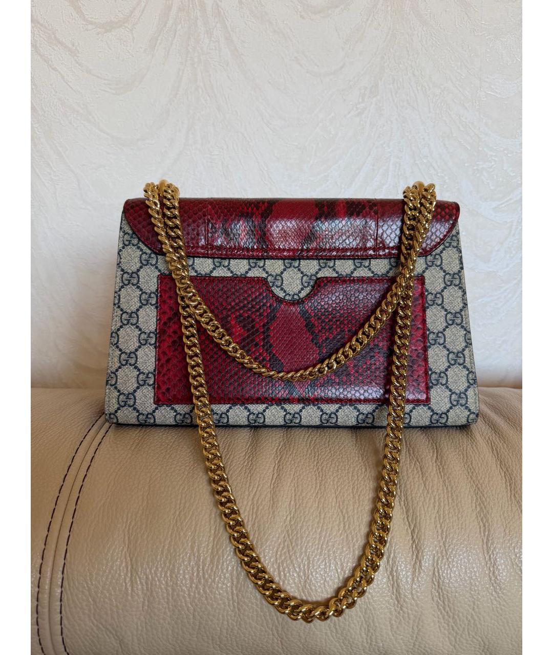 GUCCI Бордовая сумка через плечо из экзотической кожи, фото 3