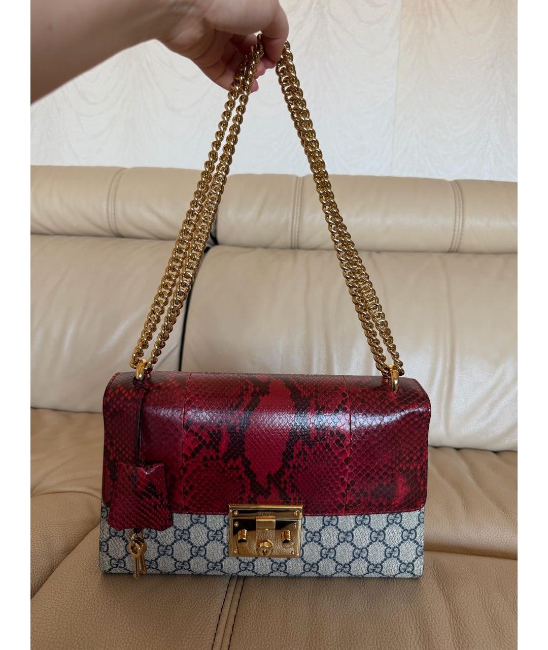 GUCCI Бордовая сумка через плечо из экзотической кожи, фото 9