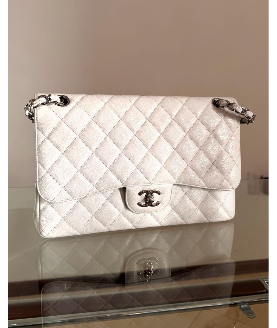 CHANEL Белая кожаная сумка через плечо, фото 9