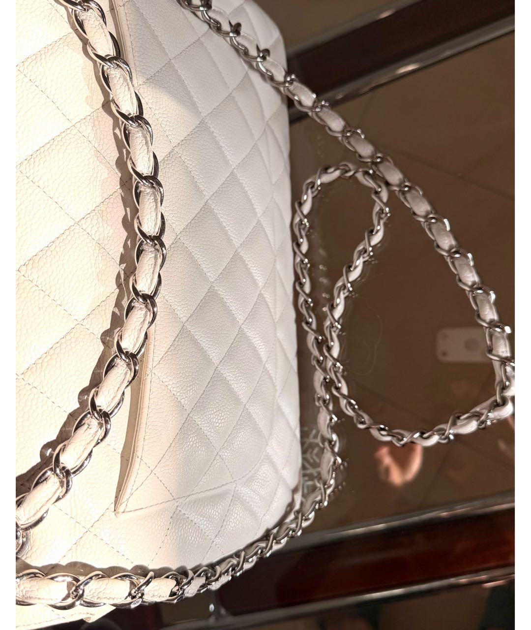 CHANEL Белая кожаная сумка через плечо, фото 5